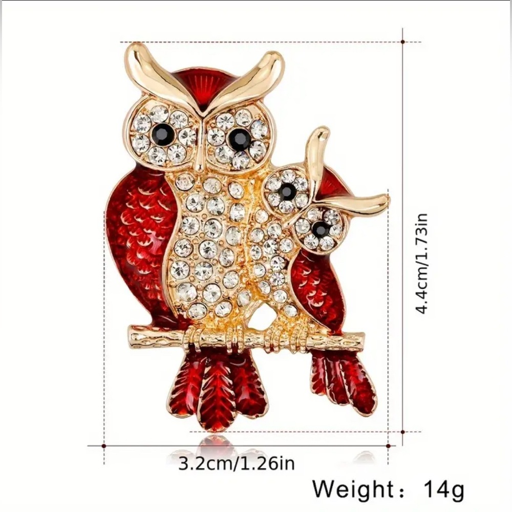 Owl Brooch Red and Gold NIP Mommy and Me - Picture 4 of 4